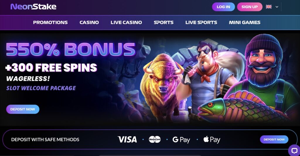 Neon Stake - Best Non Gamstop Casino Site for Low Wagering Bonuses